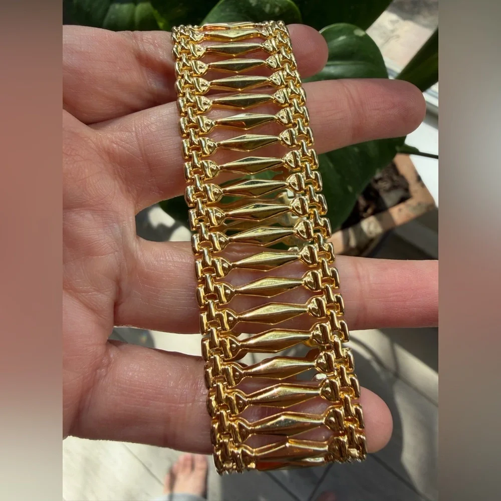 Vintage Jacmel Mauritius 18K Gold Vermeil 925 Wide Gate Link Bracelet